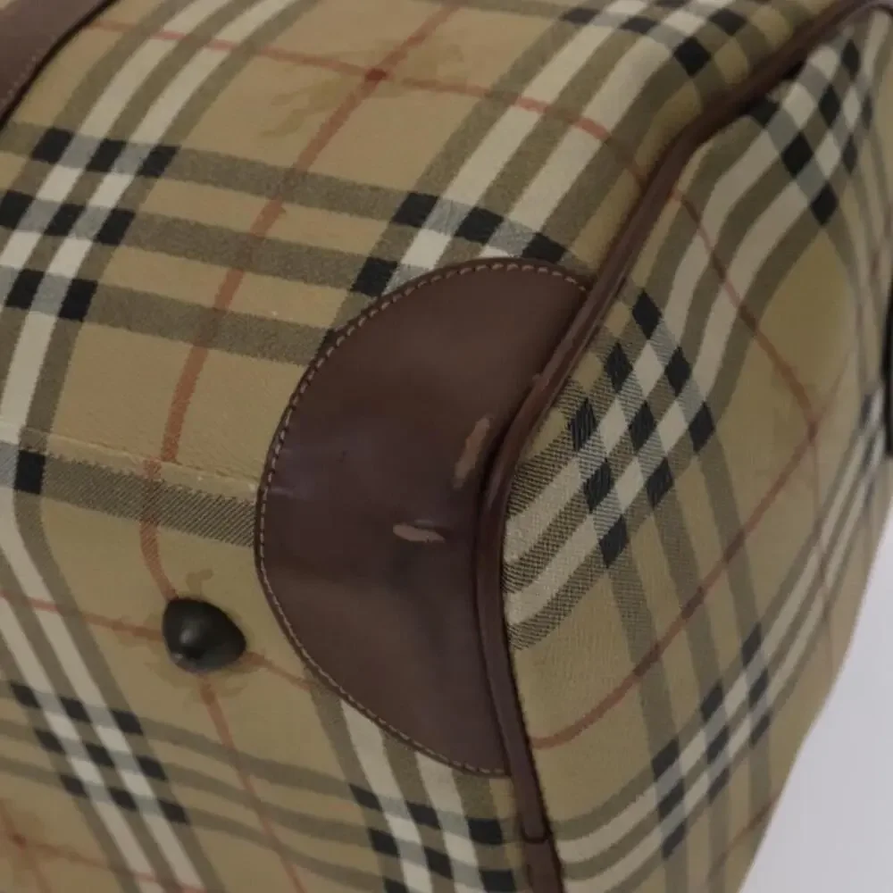 Burberry Nova Check Boston Bag Pvc Leather Beige